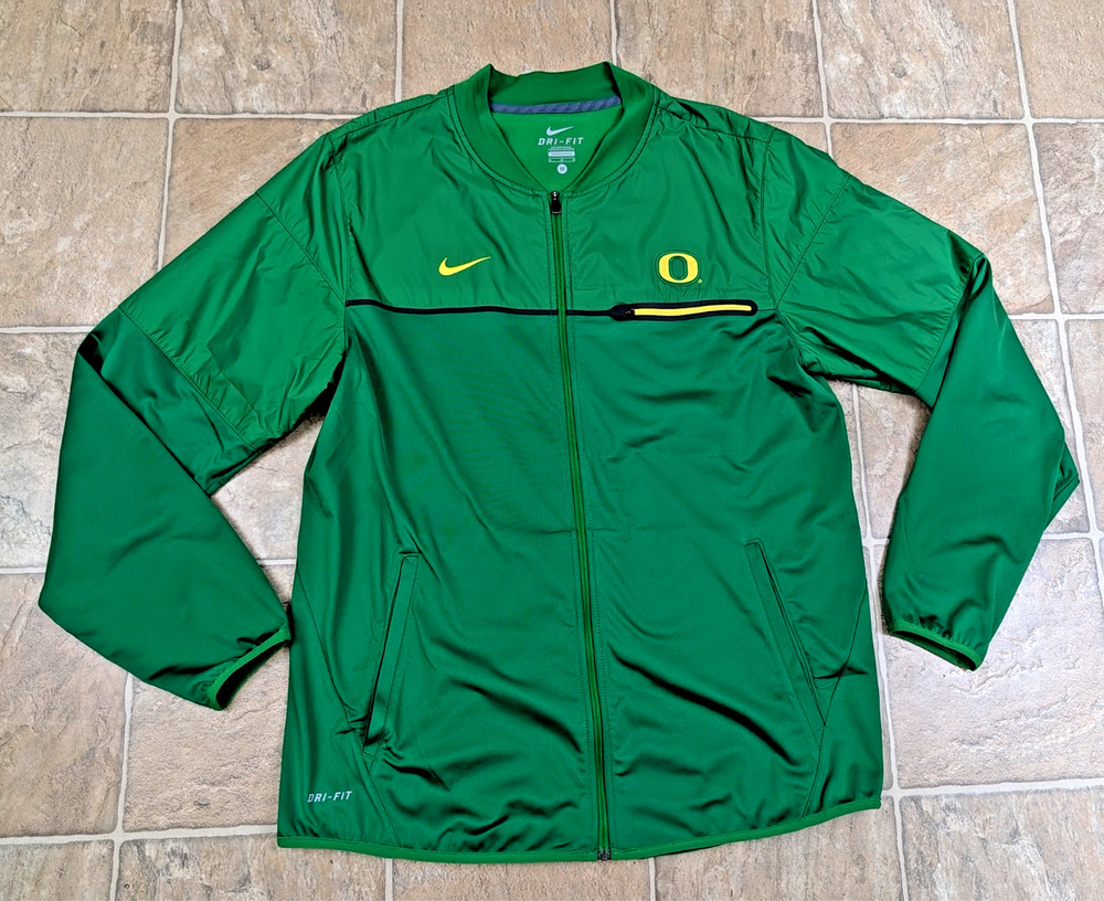 Nike men sz M University of Oregon Ducks Jacket bright green zips men 3810
